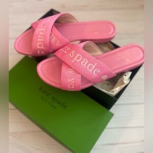 Kate Spade Blossom Pink PIPER Slide Sandals vacation slip on shoe 7 b sold out